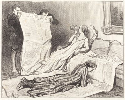 Abbonati che ricevono il loro giornale da Honoré Daumier