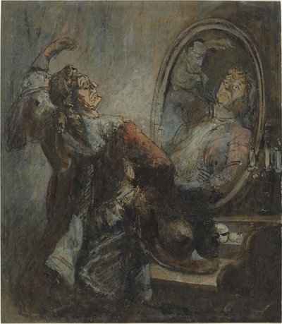 Attore che posa davanti a uno specchio da Honoré Daumier