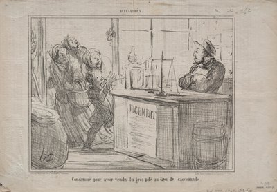 Attualità (No. 252): Condannato per aver venduto un mucchio di sabbia invece di zucchero di canna umido da Honoré Daumier