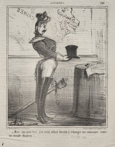 Attualità n. 249: Dicono che presto sarò ridotto a scambiare la mia corona..., 1855 da Honoré Daumier