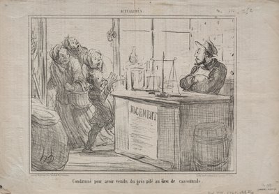Attualità n. 252: Condannato per aver venduto un mucchio di sabbia invece di zucchero di canna umido, 1855 da Honoré Daumier