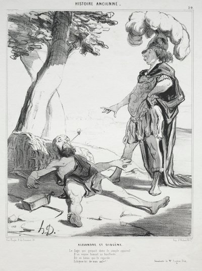 Storia antica, tavola 20: Alessandro e Diogene, 14 agosto 1842 da Honoré Daumier