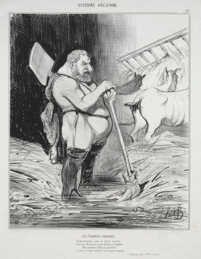 Storia Antica, tavola 26: La Stalla di Augia, 25 settembre 1842 da Honoré Daumier