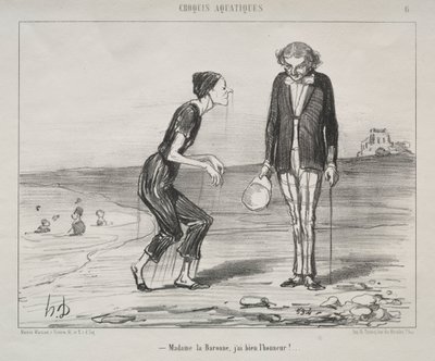 Schizzi acquatici, tavola 8: Madame la Baronne, è un onore... da Honoré Daumier