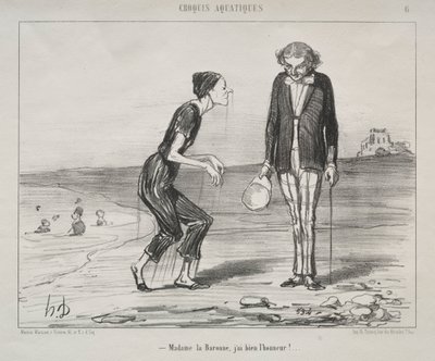Schizzi acquatici, tavola 8: Madame la Baronne, è un onore... da Honoré Daumier