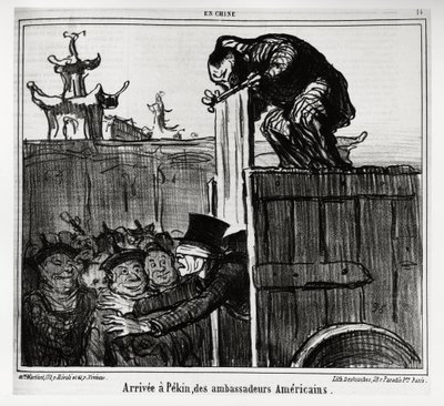 Arrivo a Pechino degli ambasciatori americani. Nella serie En Chine, illustrazione di Honore Daumier (1808-1879), pubblicata in "Charivari", datata 13 ottobre 1859. da Honoré Daumier