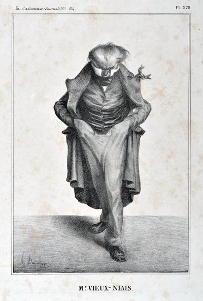 Opera di Honoré Daumier (1808-1879). Charivari del 1833: Serie Celebrites de la Caricature "M. Vieux-Niais" MUSEE DES BEAUX ARTS - PALAIS LONGCHAMP, MARSEILLE da Honoré Daumier