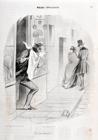 Opera di Honoré Daumier (1808-1879). Charivari del 1840 Serie MORIES CONJUAL È mia moglie!!! MUSEO DELLE BELLE ARTI - PALAZZO LONGCHAMP, MARSIGLIA da Honoré Daumier