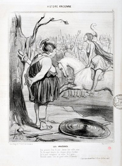 Opera di Honore Daumier (1808-1879) Charivari del 1842: Serie HISTORIE ANCIE Les Amazones. 