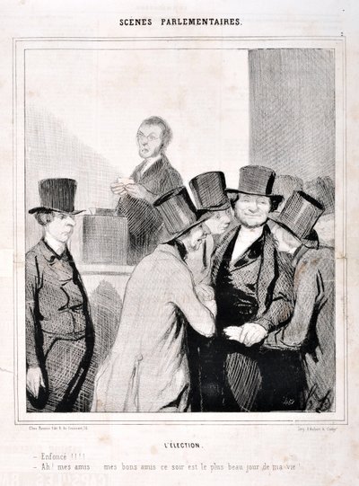 Opera di Honore Daumier (1808-1879). Charivari del 1843: Serie SCENES PARLIAMENTARY. L