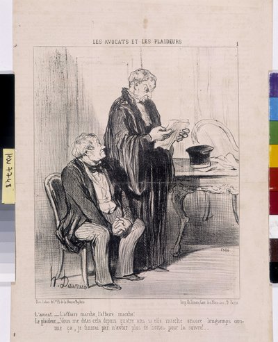 Opera di Honoré Daumier (1808-1879). Charivari del 1851: Serie LES Avocats et les litigants. "L