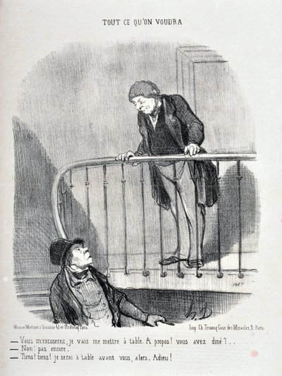 Opera di Honore Daumier (1808-1879). Charivari del 1853: Serie ALL WHAT YOU WILL WILL 