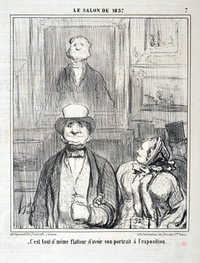 Opera di Honore Daumier (1808-1879) Charivari del 1857: Serie SALON DE 1857 "- È ancora lusinghiero avere il proprio ritratto all