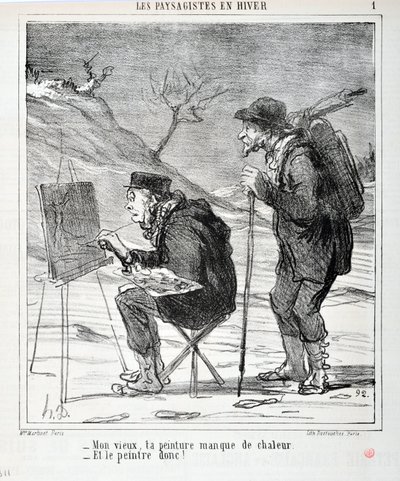 Serie I PAESAGGISTI IN INVERNO "-Vecchio mio, il tuo dipinto manca di calore -E il pittore anche!". MUSEE DES BEAUX ARTS - PALAIS LONGCHAMP, MARSEILLE da Honoré Daumier