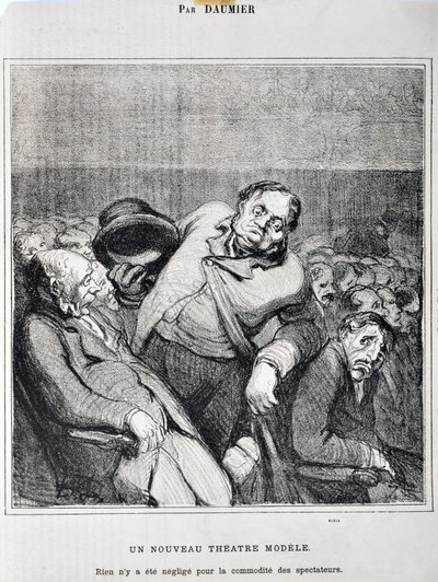 Opera di Honoré Daumier (1808-1879). Charivari del 1864: Serie schizzi presi al Teatro Un nuovo modello di teatro. Nulla è stato trascurato per la comodità degli spettatori MUSEO DELLE BELLE ARTI - PALAZZO LONGCHAMP, MARSIGLIA da Honoré Daumier