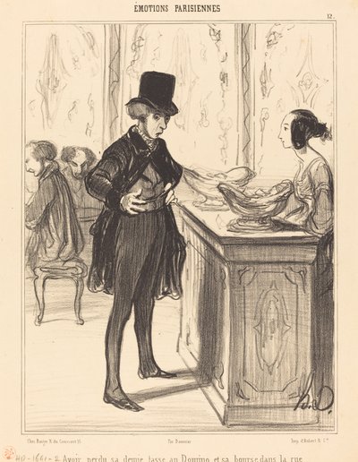 Aver perso la sua mezza tazza al Domino e la sua borsa per strada da Honoré Daumier