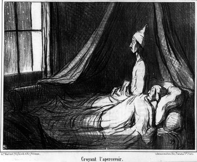 Credendo di vederlo, caricatura di Honore Daumier (1808-1879). "Charivari" da Honoré Daumier