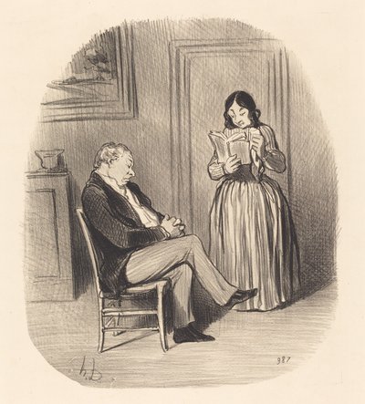 Borghese che si fa leggere, dopo pranzo, alcuni capitoli... da Honoré Daumier