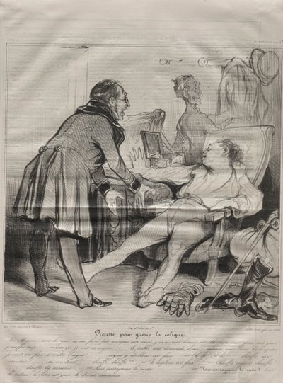Caricaturana, tavola 72: Ricetta per curare il colico, 14 gennaio 1838 da Honoré Daumier