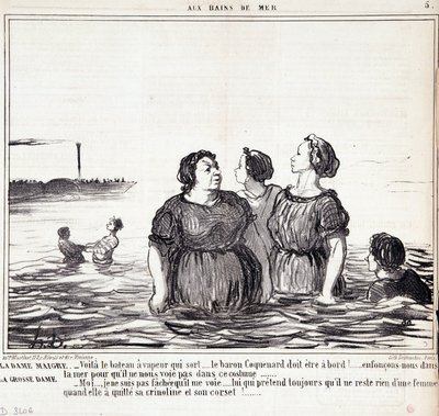 Vignetta sulle apparenze e la moda. Serie "Les Bains de Mer": "La signora magra (...), la signora grassa (...)". Incisione di Honoré Daumier (1808-1879). Estratto dal giornale "Le Charivari" 16 settembre da Honoré Daumier