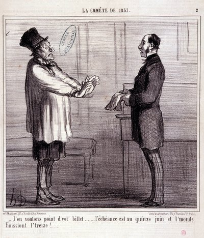 Vignetta sulla scienza. Serie "La Cometa del 1857": "Non voglio biglietti...". Incisione di Honoré Daumier (1808-1879). Estratto dal giornale "Le Charivari" 4 marzo da Honoré Daumier