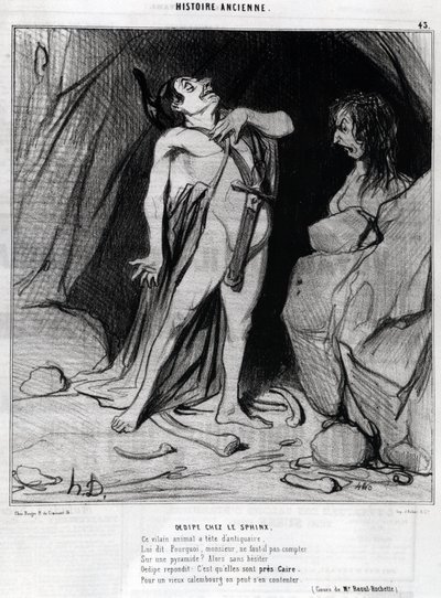 Cartone animato di Honore Daumier su Edipo e la Sfinge, -in "Charivari", 12 dicembre da Honoré Daumier