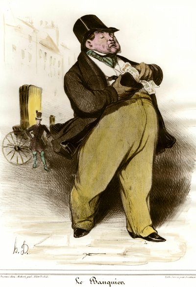 Caricatura del banchiere Disegno di Honore Daumier da Le Charivari 1835. Collezione privata da Honoré Daumier