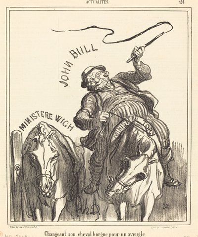 Cambiando il suo cavallo orbo per un cieco da Honoré Daumier
