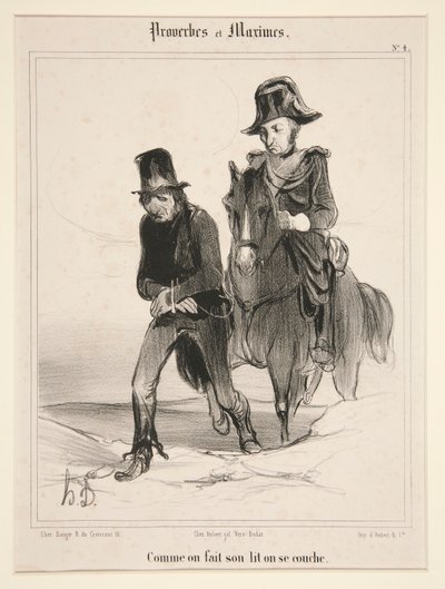 Come si fa il letto, così ci si corica, tavola 4 da Proverbi e Massime da Honoré Daumier