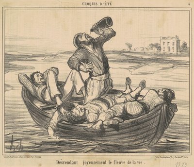 Discendendo gioiosamente il fiume della vita da Honoré Daumier