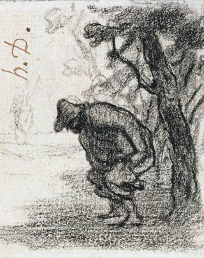 Don Chisciotte e Sancho Panza dietro un albero da Honoré Daumier