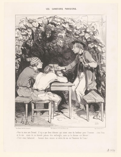 Tre uomini brindano con un bicchiere di vino da Honoré Daumier
