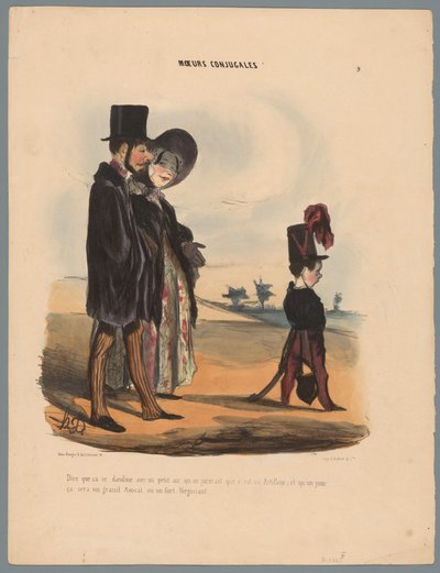 Coppia che passeggia con bambino da Honoré Daumier