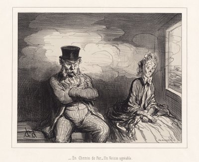 In treno... un vicino piacevole da Honoré Daumier