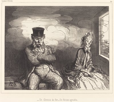 In treno... un vicino piacevole da Honoré Daumier