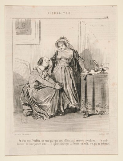 Et dire que Proudhon ne veut pas que nous allions aux banquets socialistes da Honoré Daumier