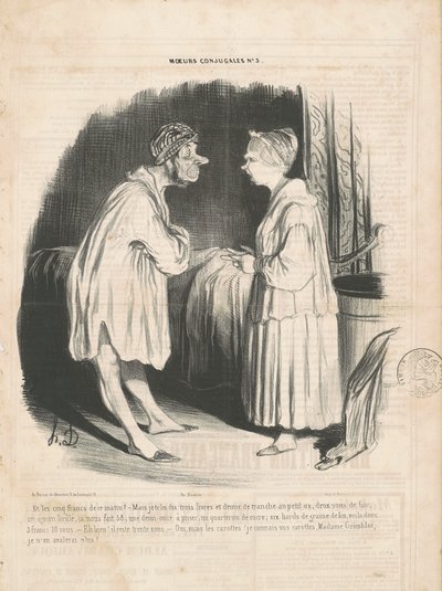 E i cinque franchi di stamattina? da Honoré Daumier