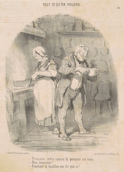 François, è venuto tuo cugino il pompiere da Honoré Daumier