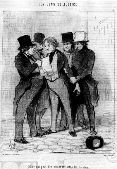 Gioco che può essere cacciato in tutte le stagioni, tratto dalla serie "Gens de Justice", serie di caricature sulla Giustizia di Honore Daumier (1808-1879). "Charivari" da Honoré Daumier