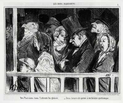 Buoni parigini: parigini in attesa di divertimento, due ore di coda per qualche tipo di teatro (illustrazione di Honoré Daumier, pubblicata in Charivari, 5 marzo) da Honoré Daumier