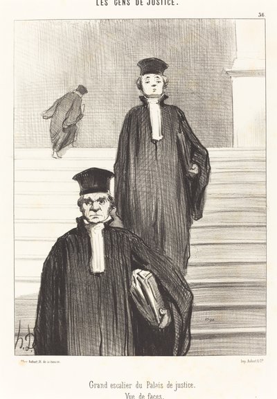 Grande scala del Palazzo di Giustizia. Vista frontale da Honoré Daumier