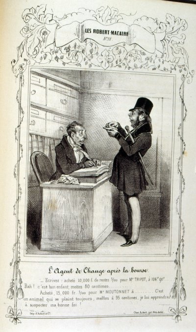 Illustrazione su idee e leggende Philipon, sotto il titolo Les Cent e Robert Macaire da Honoré Daumier
