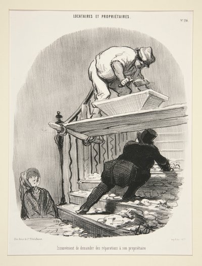 Inconveniente di chiedere riparazioni al proprio proprietario, da Locataires et Proprietaires da Honoré Daumier