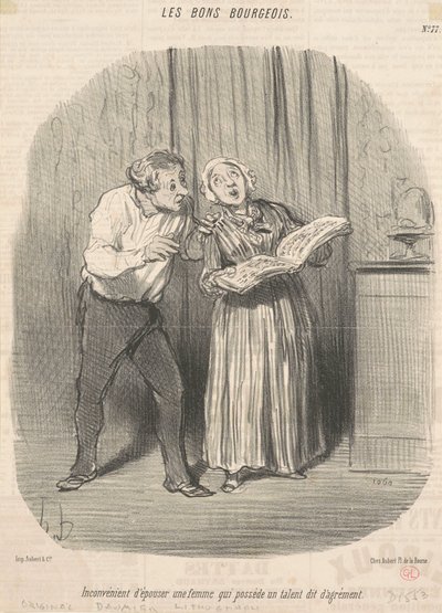 Inconveniente di sposare una donna che possiede un talento di intrattenimento da Honoré Daumier