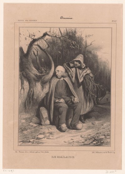 Giovane donna con contadino malato lungo un sentiero (Il malato) da Honoré Daumier
