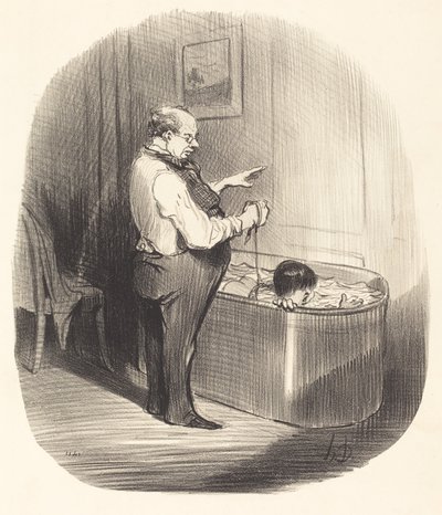 La prima lezione di nuoto da Honoré Daumier