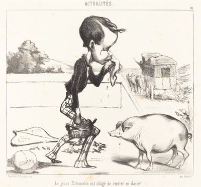 Le Jeune Estancelin è obbligato a rientrare in classe! da Honoré Daumier