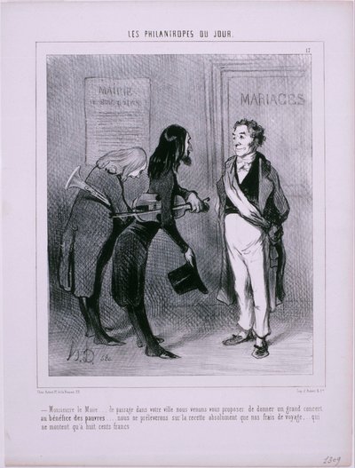 I Filantropi del Giorno- Signor Sindaco... Di passaggio nella vostra città da Honoré Daumier