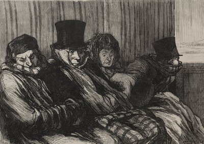 Les chemins de fer: train de plaisir: dix degrés de ennui et de mauvaise humeur da Honoré Daumier