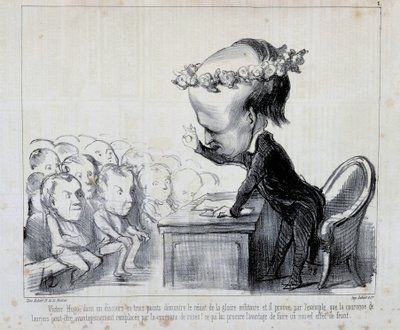 Memorie del Congresso della Pace: Victor Hugo (No. 1 della Serie) - di Daumier, in "Charivari" del 06/09/1849 da Honoré Daumier